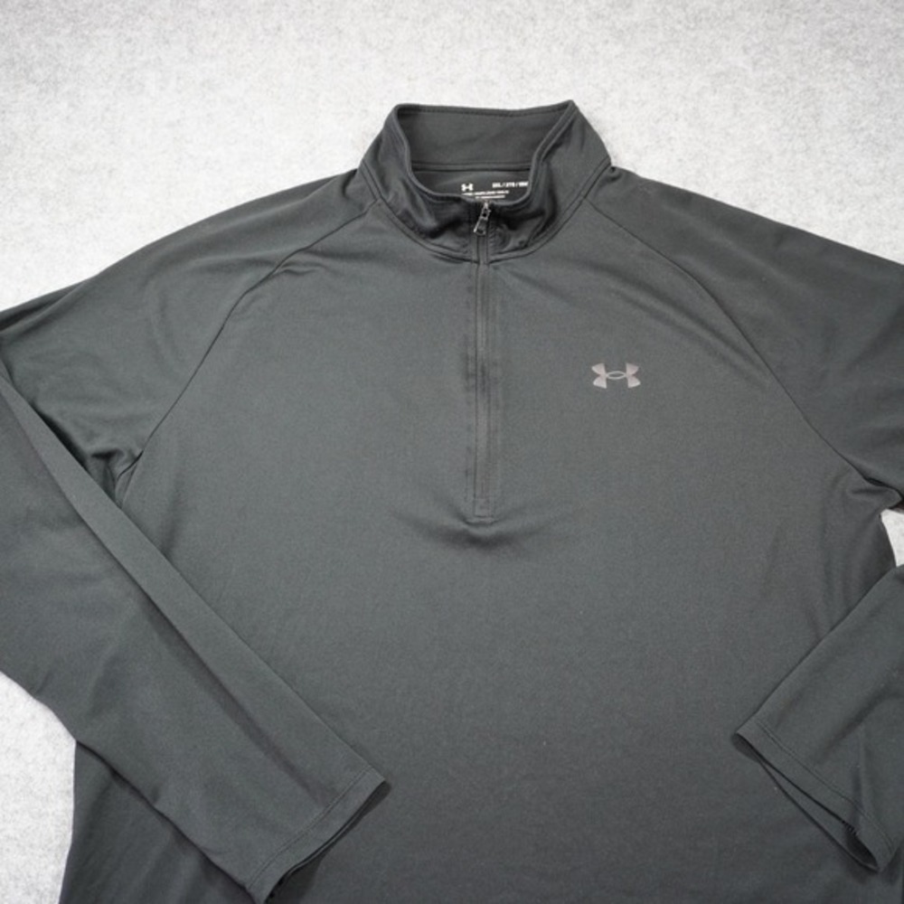 Under Armour Mens Tech 2.0 Quarter Zip Pullover Black 2XL Loose Fit Workout Top - Picture 2 of 6